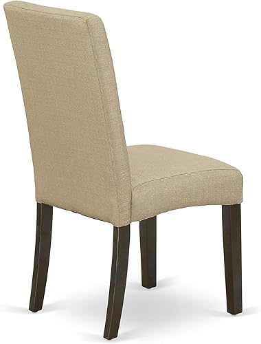 Miniatura 7 de East West Furniture DRP5T03 Driscol Classic Parson - Sillas de comedor tapizadas de tela de lino marrón, juego de 2, capuchino