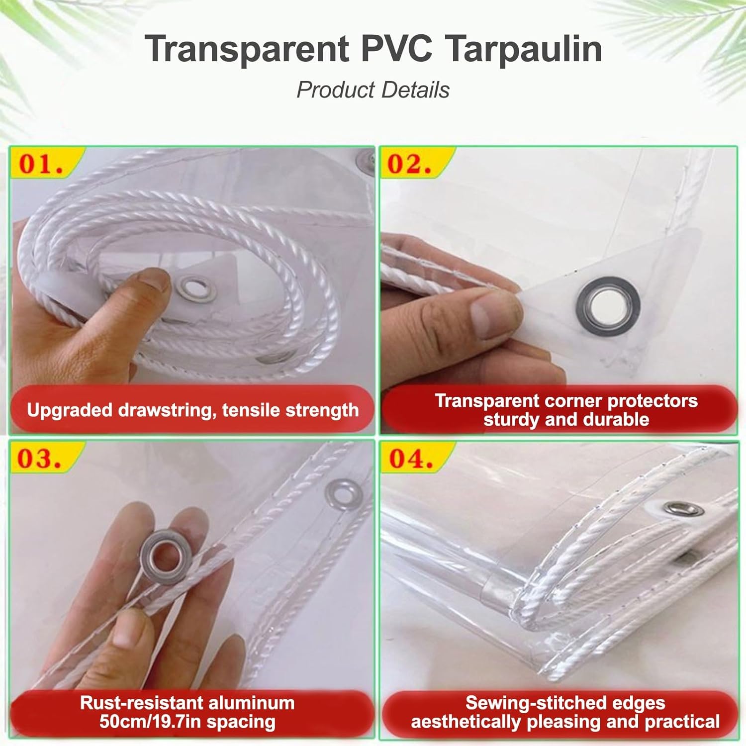 Clear Tarps Heavy Duty Waterproof, Enclosure with Grommets and Reinforced Edges, for Patio Outdoor Porch Greenhouse Chicken Coop Garden(4x8ft(1.2x2.4m))