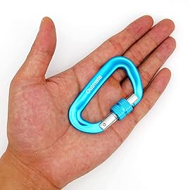 Outmate 12kN 3.2x2 Heavy-Duty Carabiner Clips - Durable, Lightweight Aluminum Alloy Carabiners for Hiking, Camping, Keychains, Dog Leashes, Hammocks & More(Screw gate,2 Cyan)