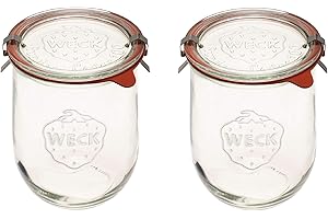 Weck Tulip Jar - 1 Liter Glass Sourdough Starter Jars with Wide Mouth