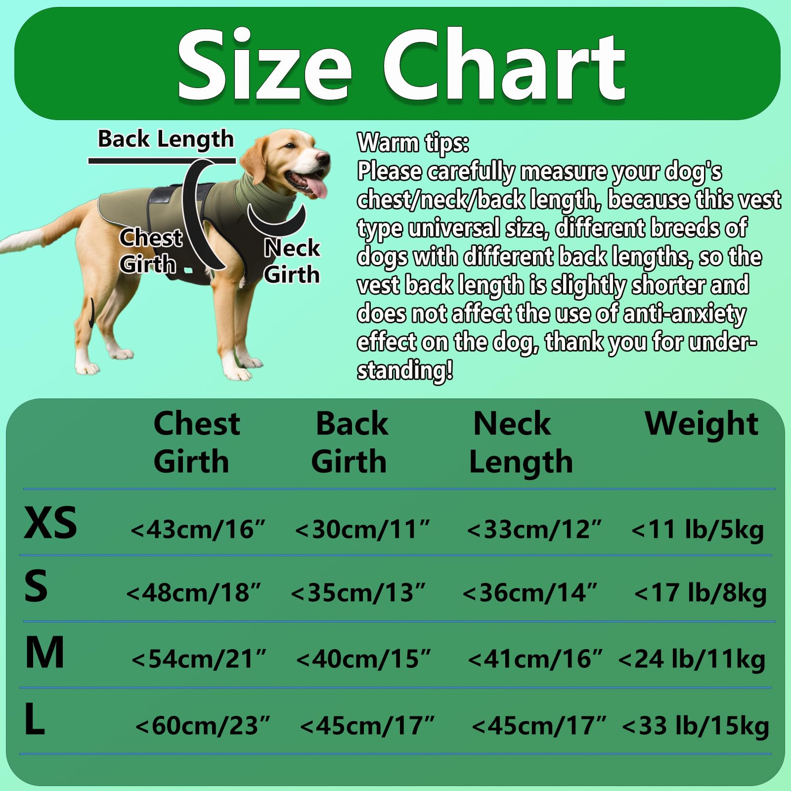 Cappotto Anti Ansia per Cane con Copricapo Cappelli Giacca per Ansia per Cani Mesh Traspirante Cinghia con Chiusura a Strappo Regolabile Strisce Riflettenti Calmare L'ansia del Cane (Olive XS)