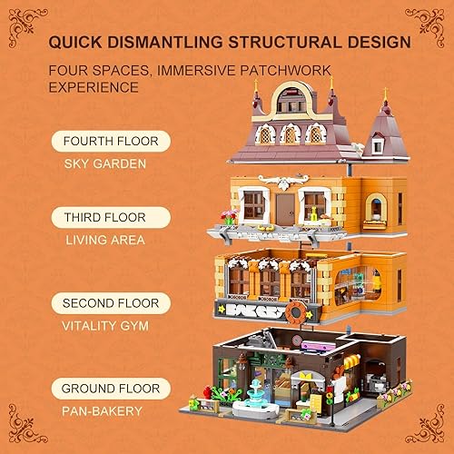Miniatura 2 de PANTASY - Juego de construcción modular de panadería europea, kit de construcción para adultos y adolescentes, colección de monumentos famosos,