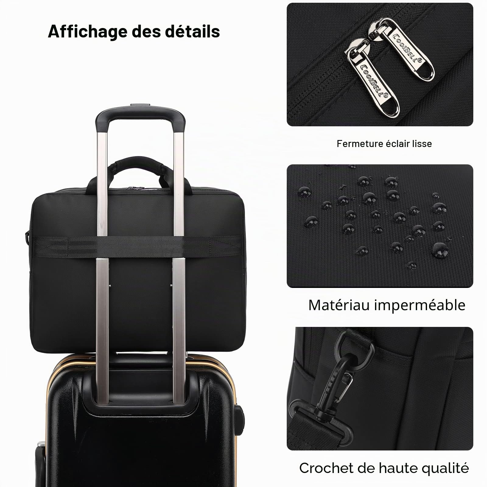 FANDARE Sacoches pour Ordinateur Portable pour 15.6 Pouces Laptop Affaire Sac à Main Sac à Bandoulière Mallette Sacoche Pochette Cartable pour Hommes Collège Cours Travail Voyage