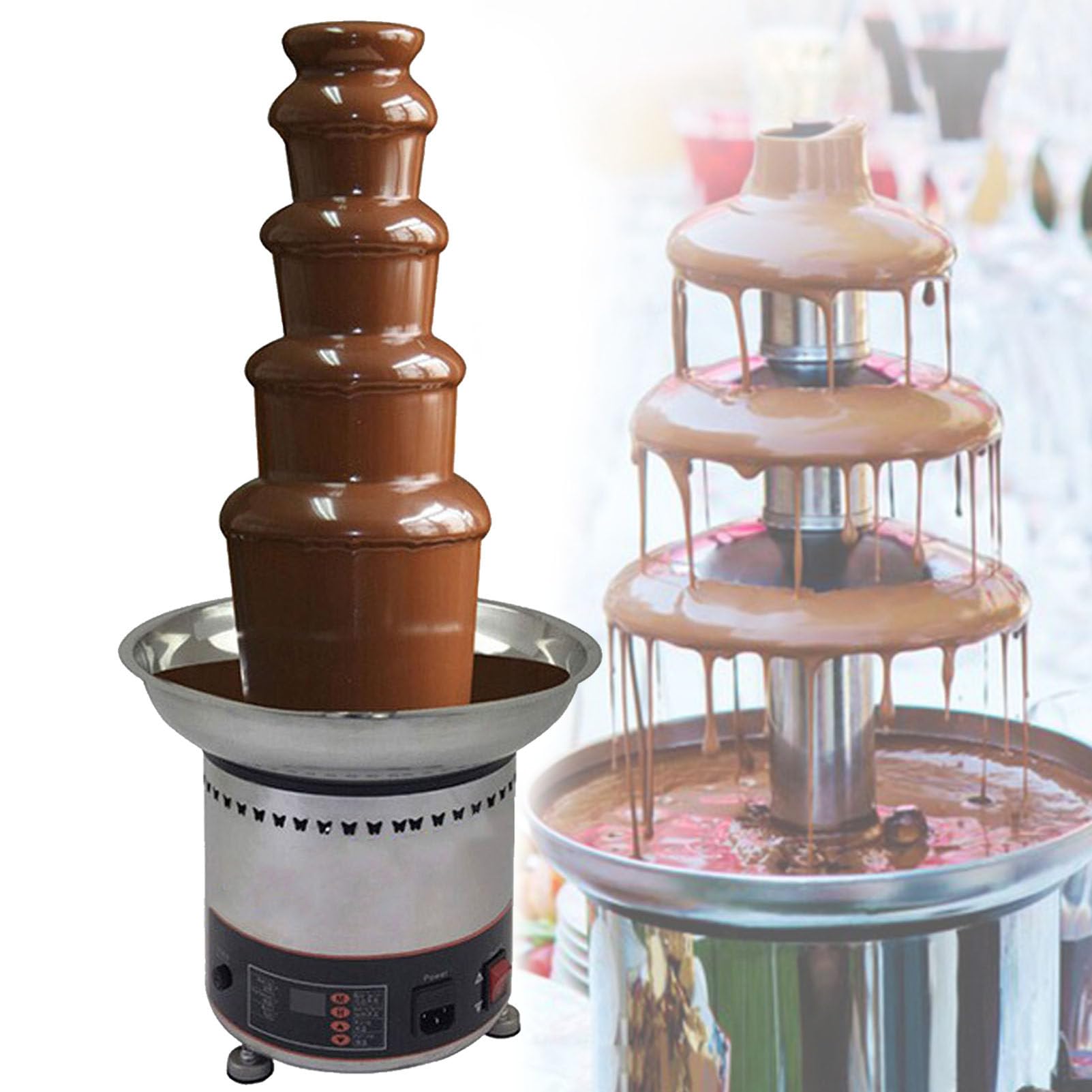 asdchZen Stainless Steel Chocolate Fountain Machine,4/5/6/7 Tier Electric Chocolate Fountain Machine For Chocolate Candy Butter Cheese Party Restaurant Wedding Buffet,5Tiers,5tiers