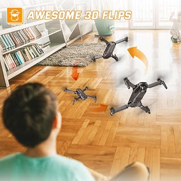 Foldable Drones for Kids Beginners - With 1080P HD Camera, FPV Remote Control Quadcopter, One Key Start/Land, Altitude Hold, 2 Batteries RC Helicopter Toys Gifts for Boys (Raven)