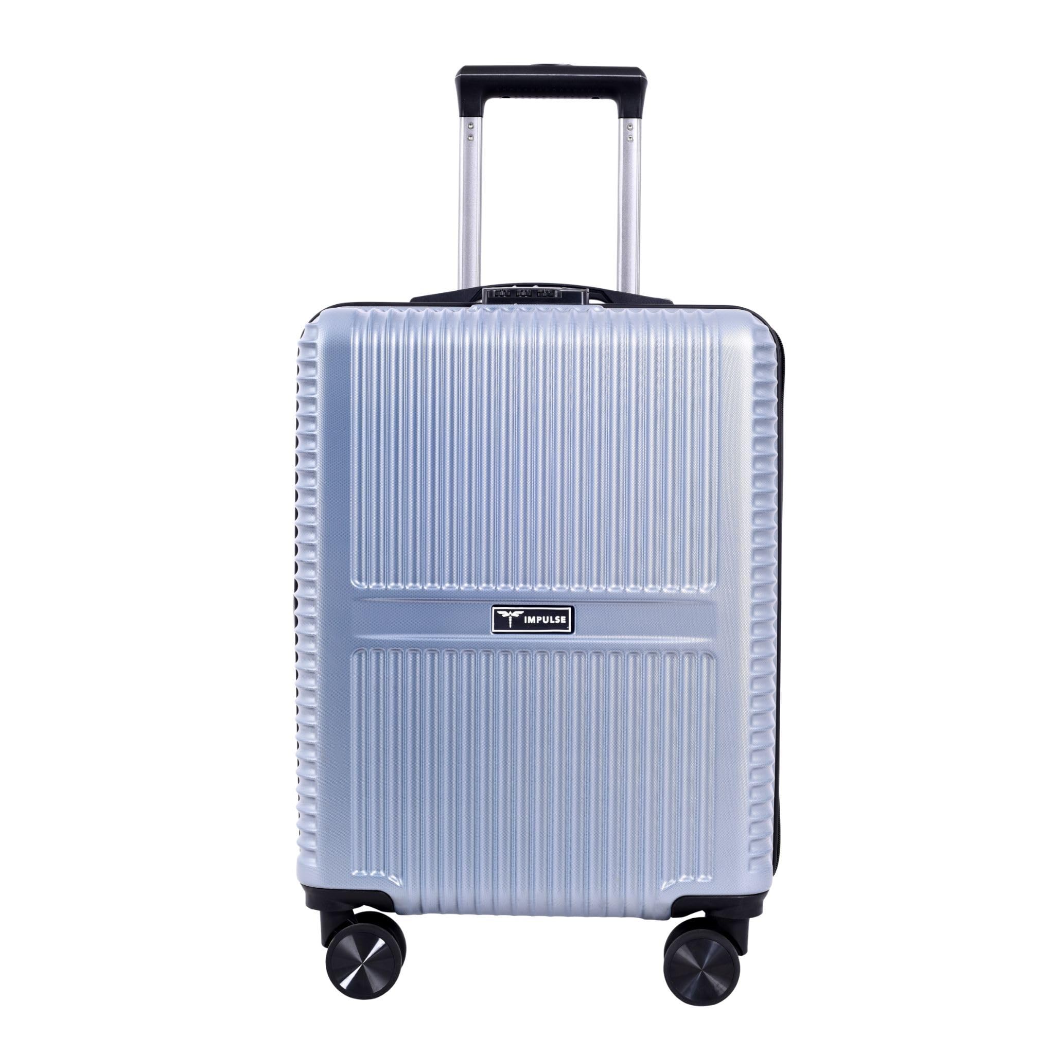 Impulse Urban Polycarbonate (PC) Trolley Bag for Travel Large Cabin Check in, Luggage Bag Travel Hard Case with 8 Wheels 360 Degree Wheeling System (Silver, Large)