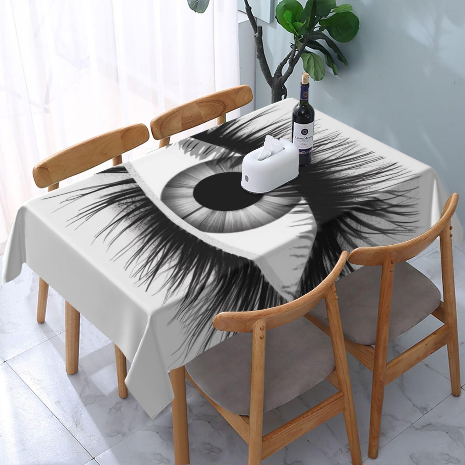 WPKJU Eyelash Printed Tablecloth Water Resistant Table Cover Washable Rectangle Table Cloth for Tables 54x72 in