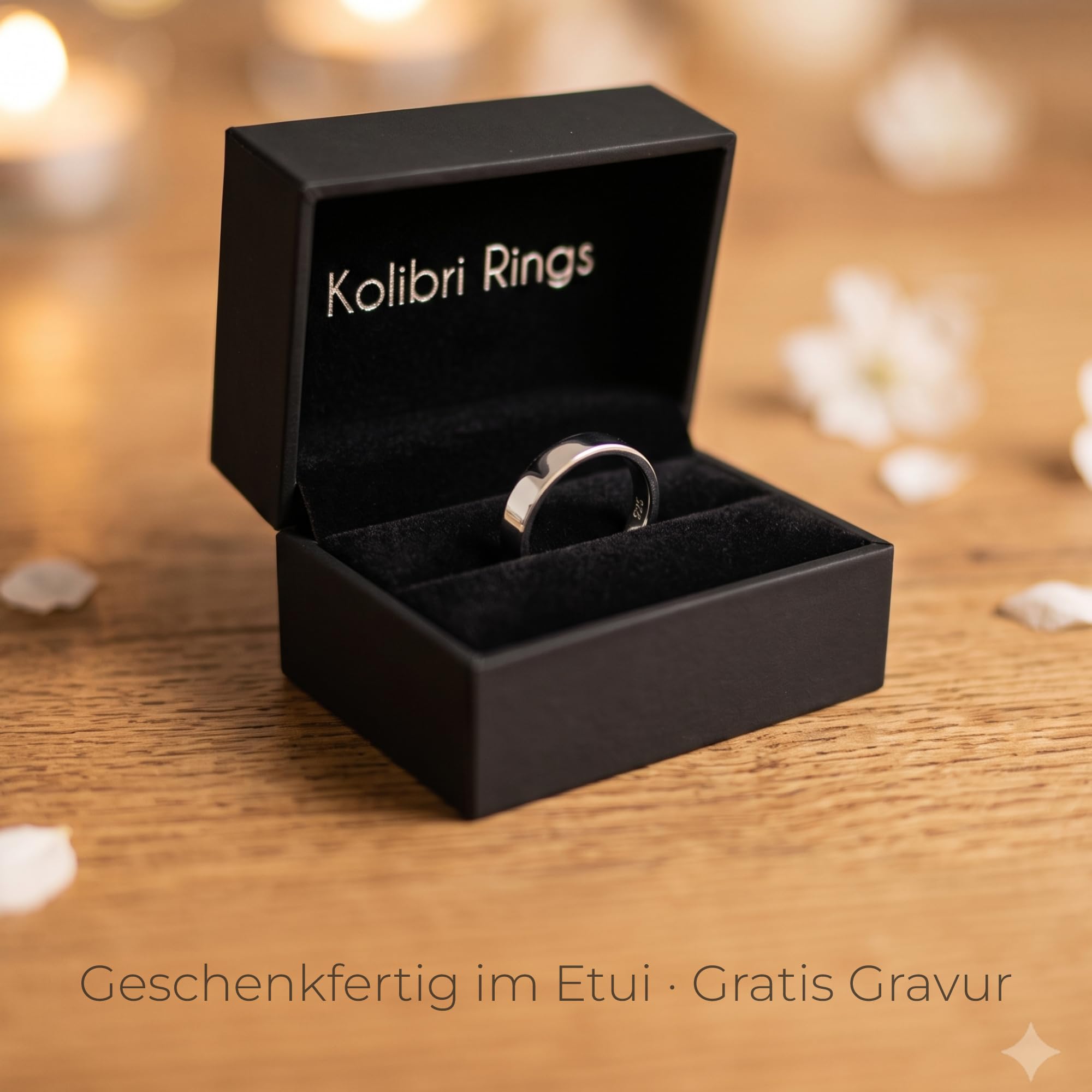 Kolibri Rings Freundschaftsring 925 Silber Partnerring Ehering Unisex Ring - Gratis Gravur und Etui