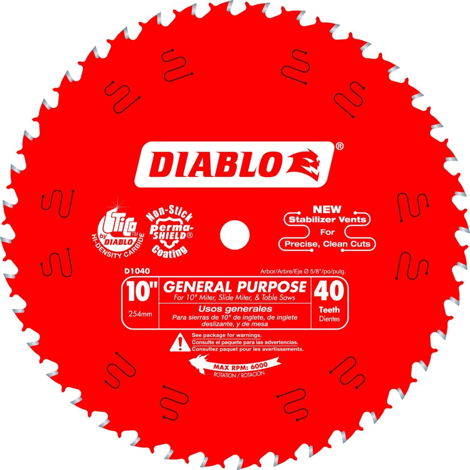 Diablo D1040X 40-Tooth General Purpose Saw Blade (10In)