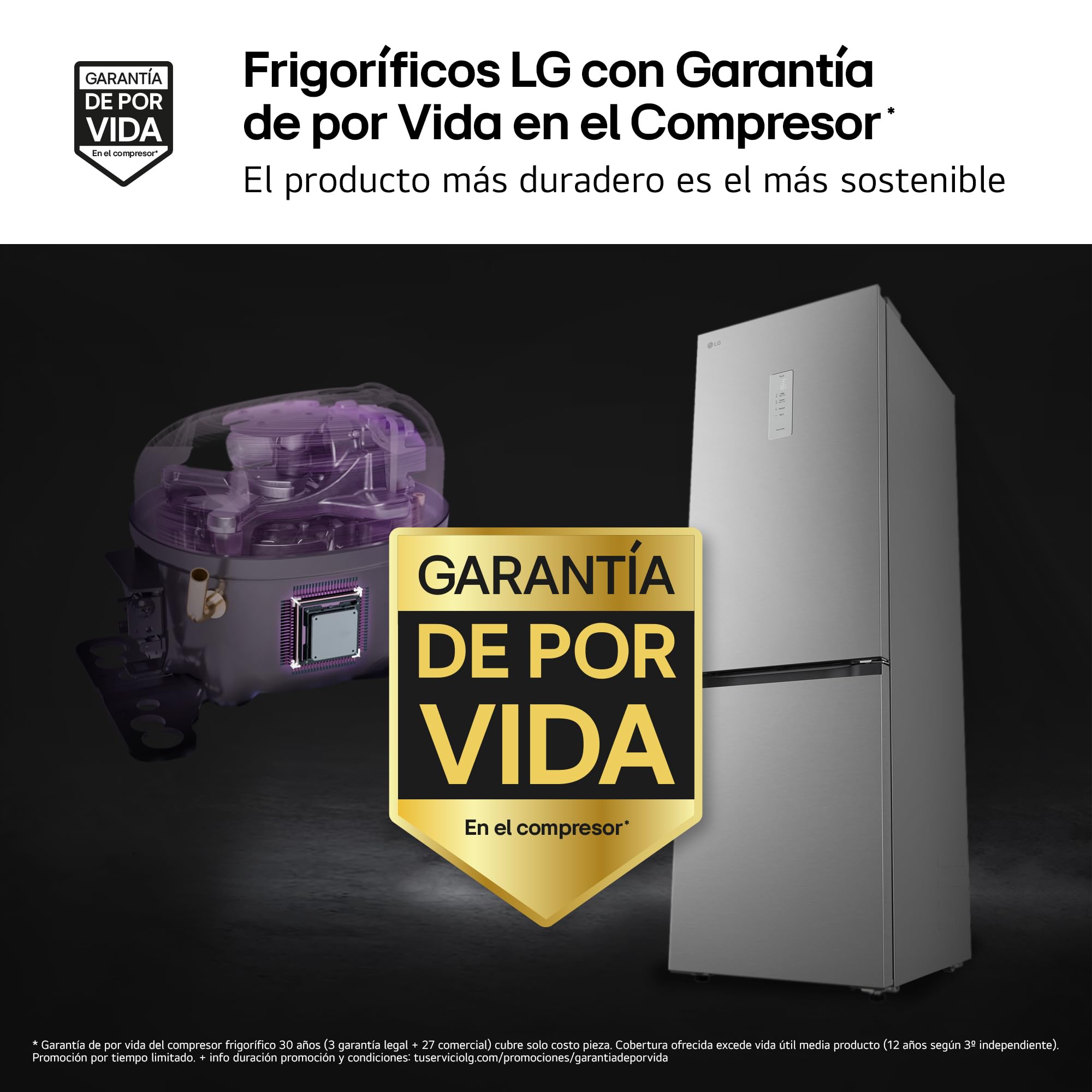 LG GBBSJ11DPY - Frigorífico Combi DoorCooling+, 1.86m, Clasificación D, Serie 200, Capacidad 333l, Inox antihuellas