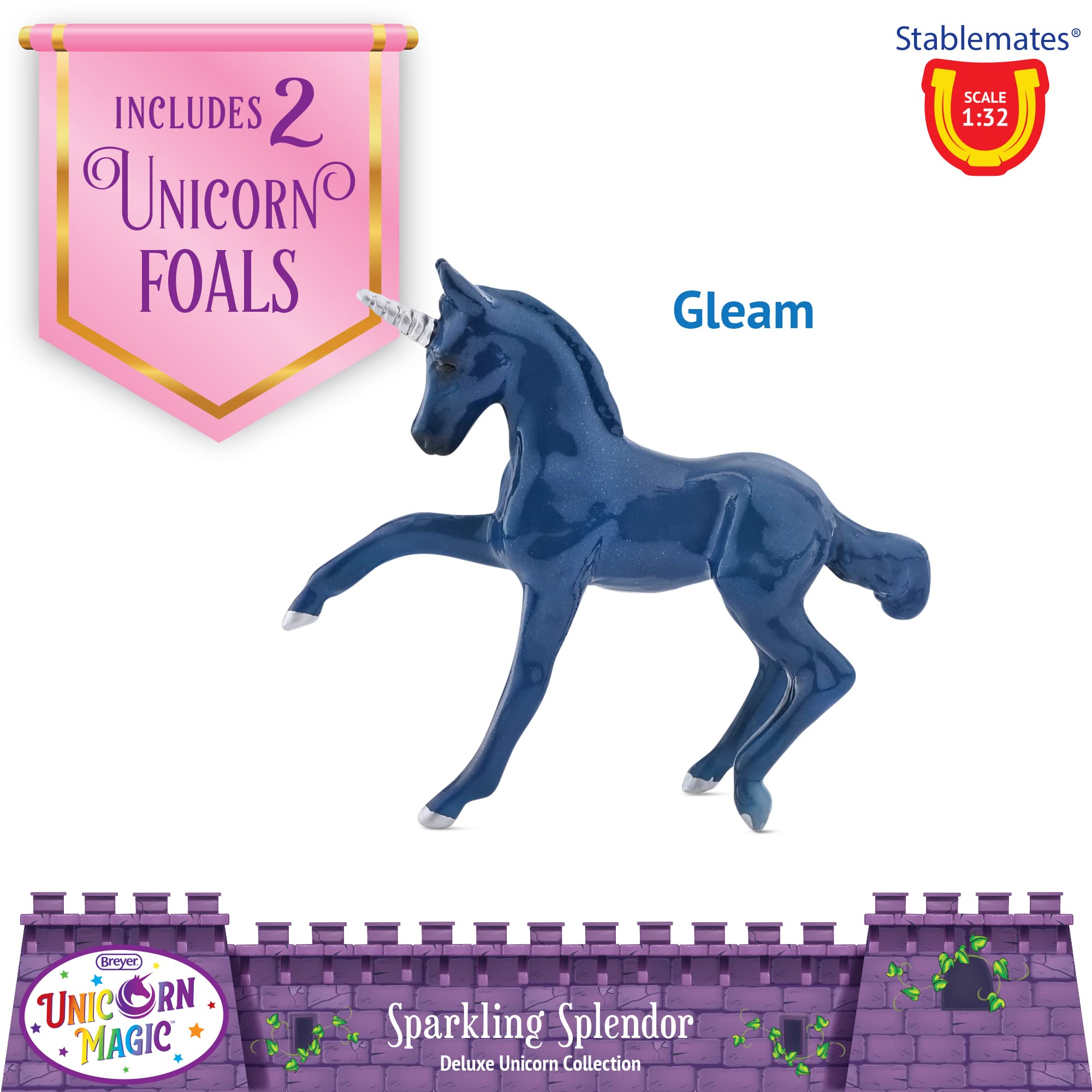 Breyer Pferde Stablemates Sparkling Splendor Deluxe Einhorn Set | 8 Einhorn Set | Einhorn Spielzeug | Pferdefiguren | 9,5 cm x 6,3 cm | Maßstab 1:32 | Modell #6937