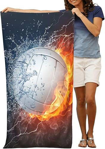 Miniatura 9 de VOOHDDY Toalla de playa deportiva para pelota de voleibol, grande, suave, absorbente, de secado rápido, toallas de baño de gran tamaño para baño