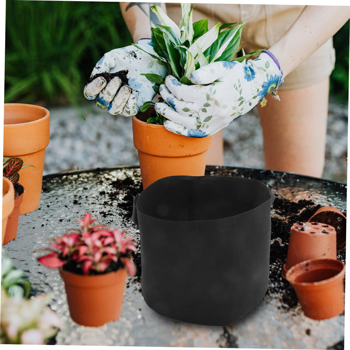 iplusmile 3 Stück Pflanzsäcke aus Atmungsaktivem Vliesstoff mit Griffen 20 Gallon (50d X 40h) Tragbare Anzucht und Gartenbeutel für Gemüse und Blumenpflanzen
