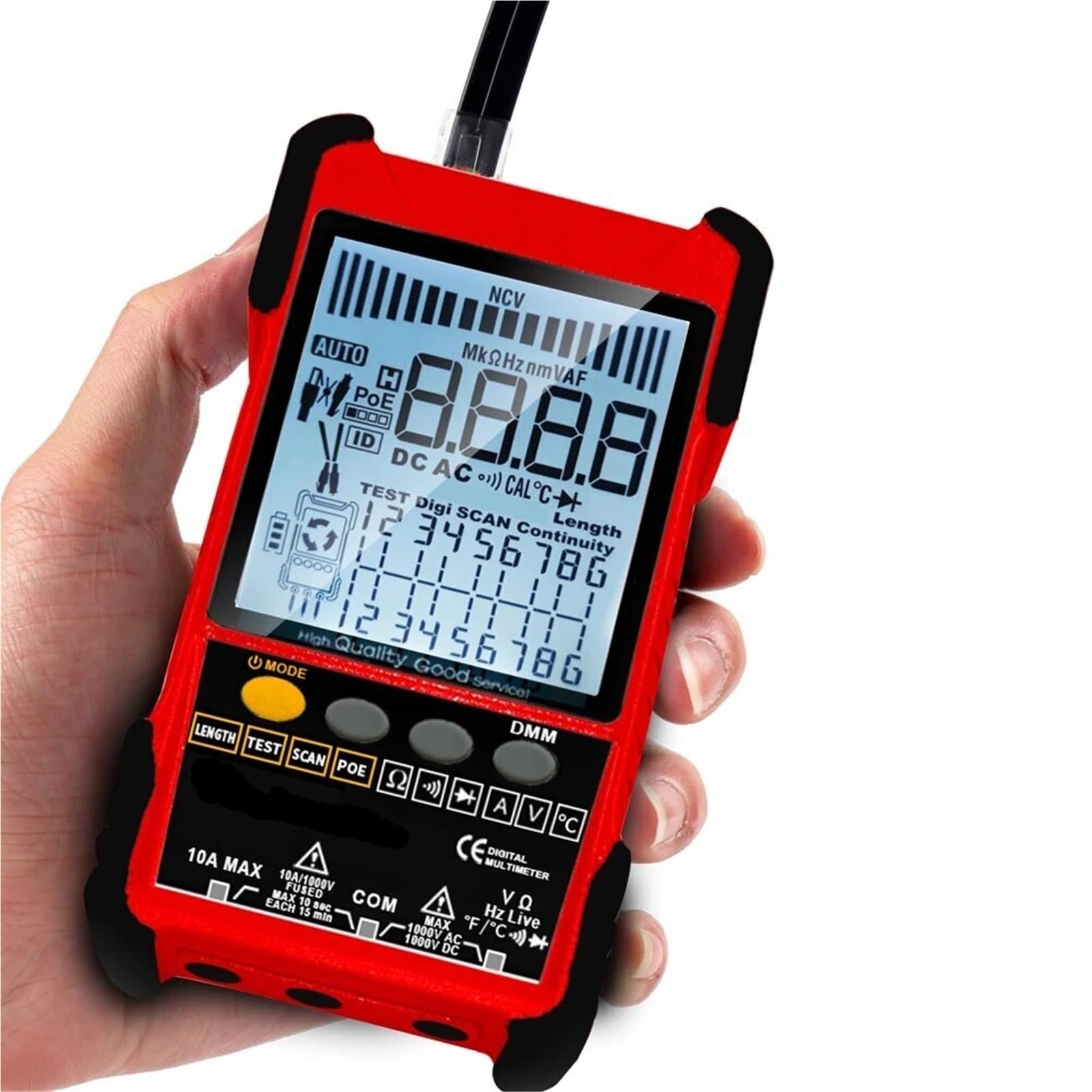 Tester for cavi di rete, multimetro, tracciamento LAN, test POE, misurazione lunghezza 400M/600M, sensibilità regolabile, linea Prove di trasmissione(Cable Tester+multimeter)