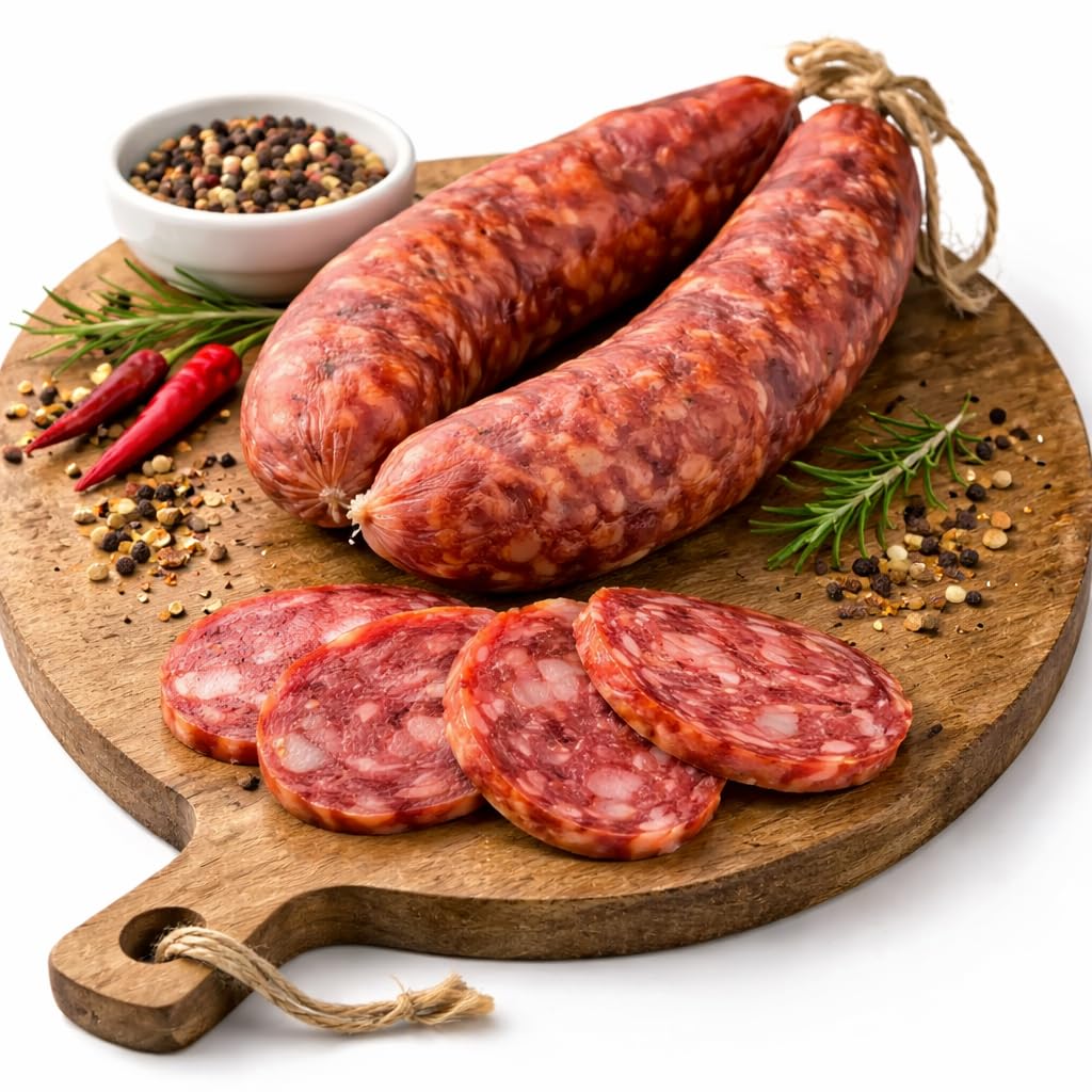 Machegusto!® Saucisse Douce 300g – Charcuterie Italienne Artisanale – Saveur Délicate et Authentique – Affinage Traditionnel – Idéale pour Apéritifs et Recettes Italiennes