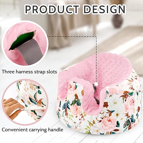 Miniatura 2 de DILIMI Minky - Funda de asiento compatible con asiento Bumbo, extraíble, ultra suave, cómoda, cálida, funda de asiento para bebé niña y niño, flor