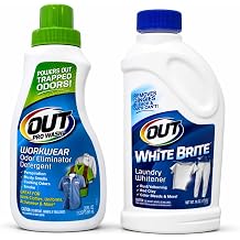 OUT Laundry Cleaning Kit White Brite Laundry Whitener 28.2 oz + OUT ProWash Workwear Odor Eliminator Detergent 22 fl oz