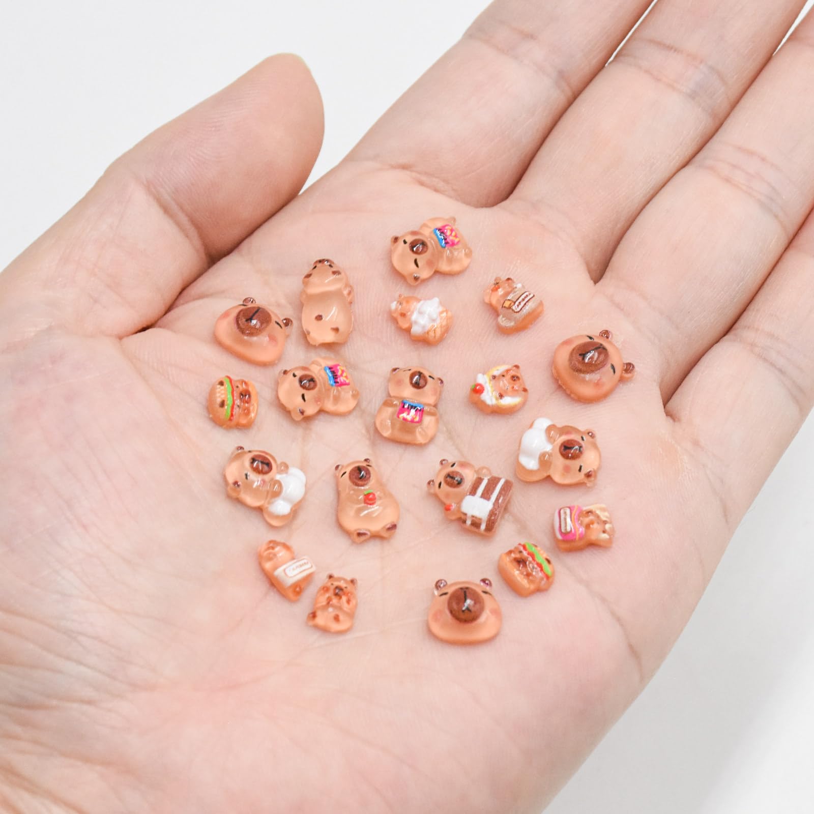 WOZADU 200 PCS Mini Resin Capybara Figurines for Crafts Luminous Tiny Resin Animal Miniature Things for Dollhouse Fairy Garden Micro Landscaping Decoration Cake Toppers Decor - Image 3