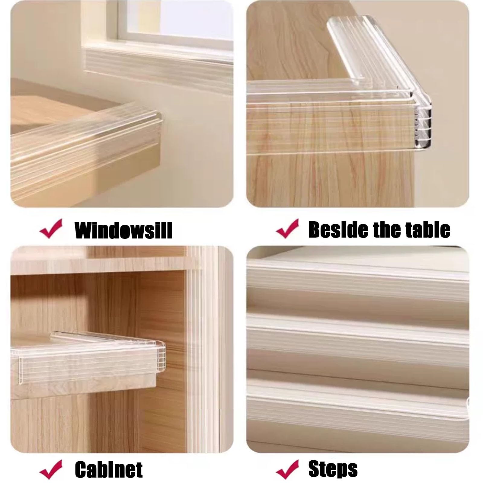 Protectores de Bordes en Forma de L, PVC Transparente, Suave Y Autoadhesivo; Tiras Anticolisión para Escritorios(19x19mm,1000cm/393.7in)