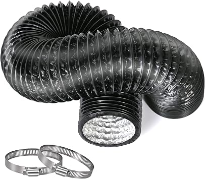 3-Inch 5 Feet Long150cmDryer Vent Hose, Thickened aluminium foil flexible aluminium ducting 2 hose clamps for HVAC, grow tents, kitchen fresh air and exhaust air, bathroom exhaust.