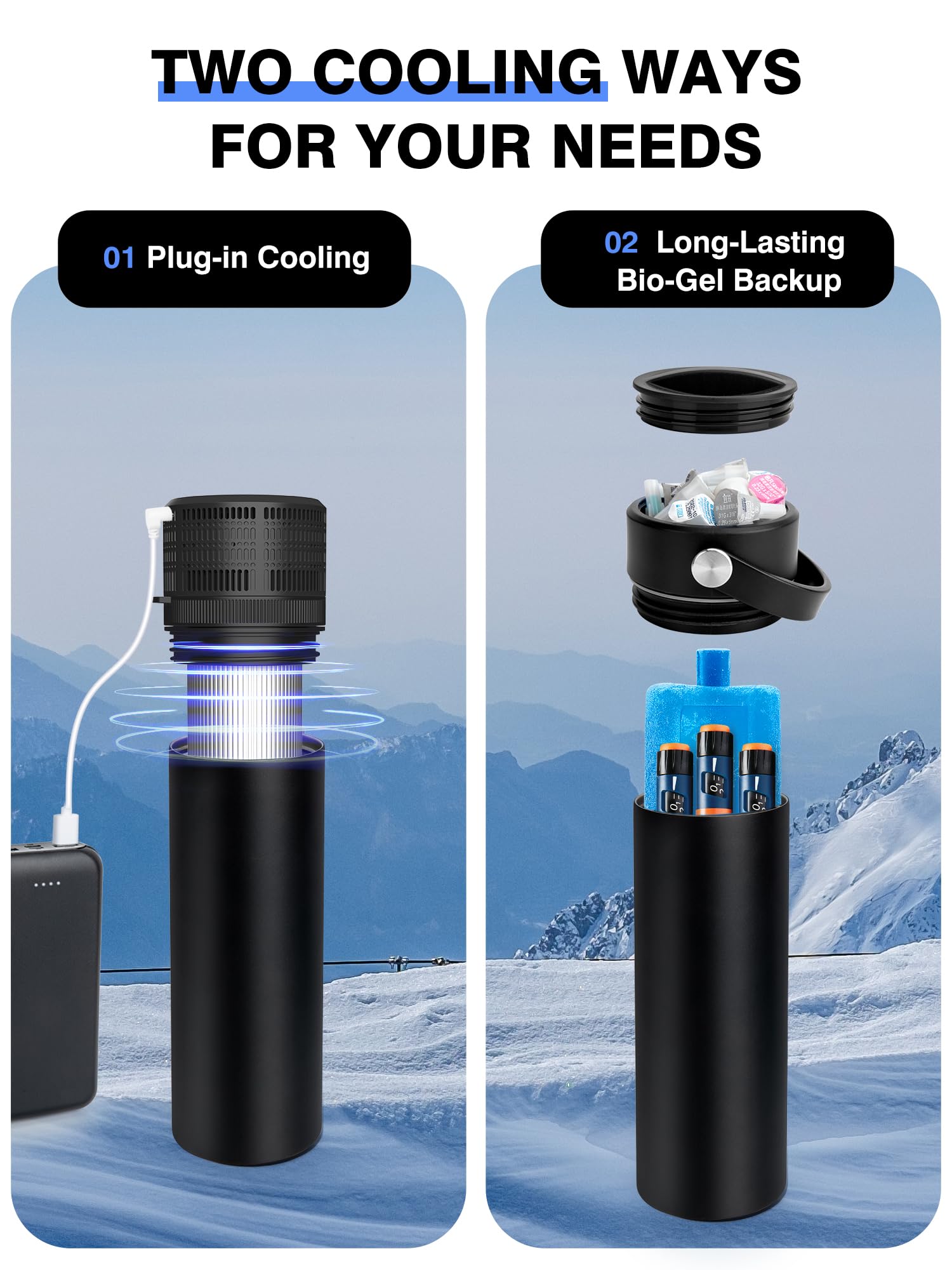 SUNMON Estuche Refrigerador para Insulina, Nevera Medicamentos Portatil Aprobado por la TSA, Enfriador Eléctrico de Insulina con USB, Nevera Insulina Viaje con Temperatura Ajustable (Pantalla °C/°F)