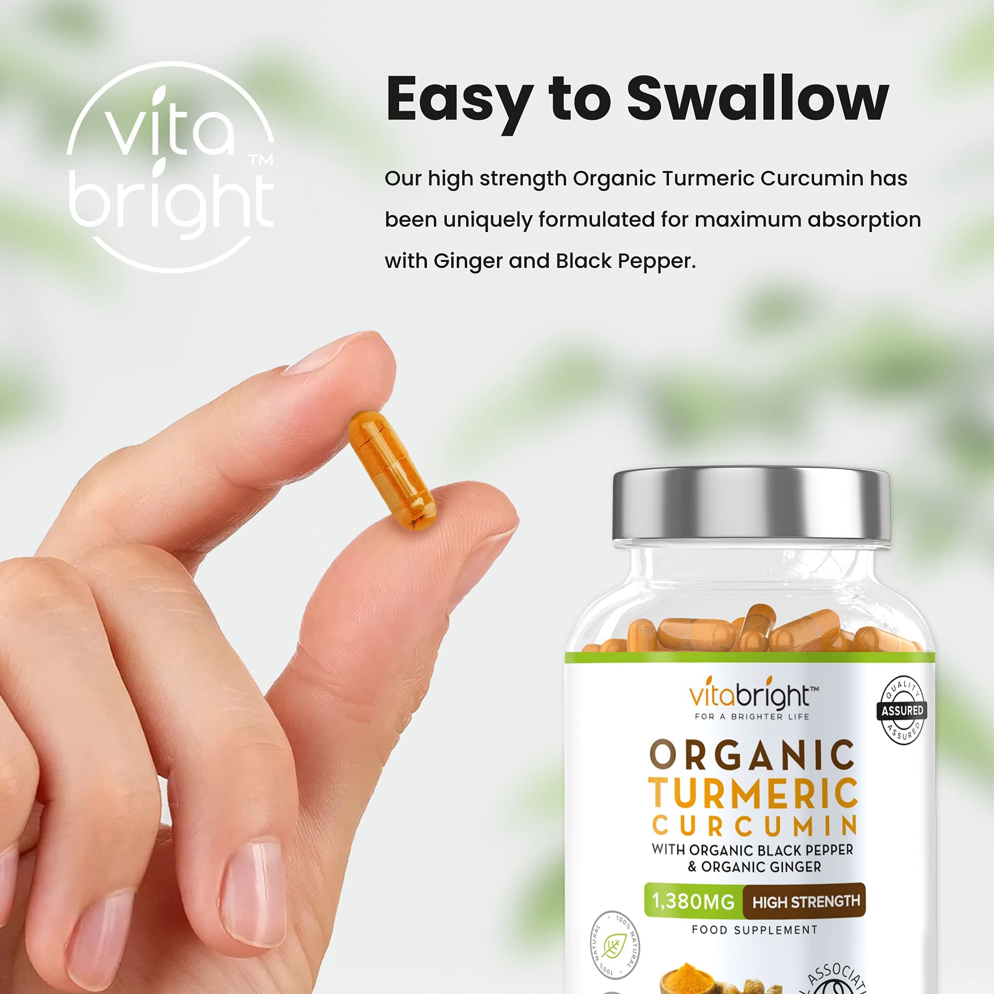 Organic Turmeric Curcumin High Strength 1380mg Per Serving with