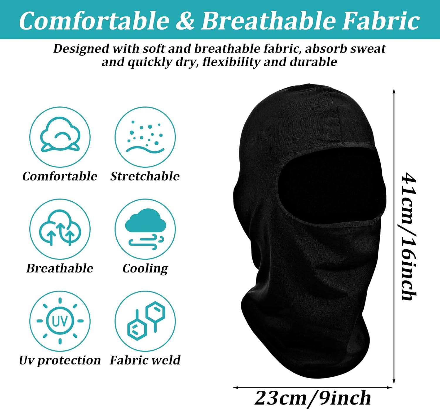 24 Pcs Balaclava Ski Face Mask Full Face Cover Mask UV Protection Cooling Neck Gaiter Summer for Men Women Winter Outdoor Black - Image 2