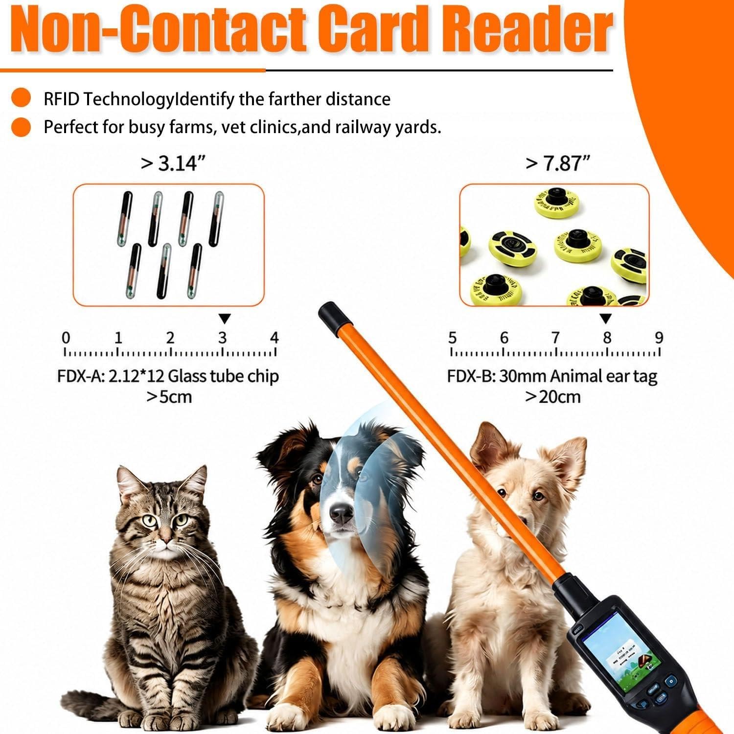 Lettore Chip Animali Portatile, Scanner Tag Auricolari 125 kHz