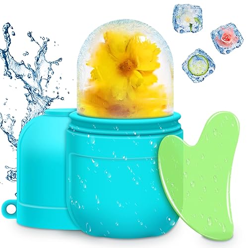 AURUZA Juego de rodillo facial de hielo y Gua Sha, rodillo de hielo facial y herramienta de masaje Gua Sha para aliviar la hinchazón facial y