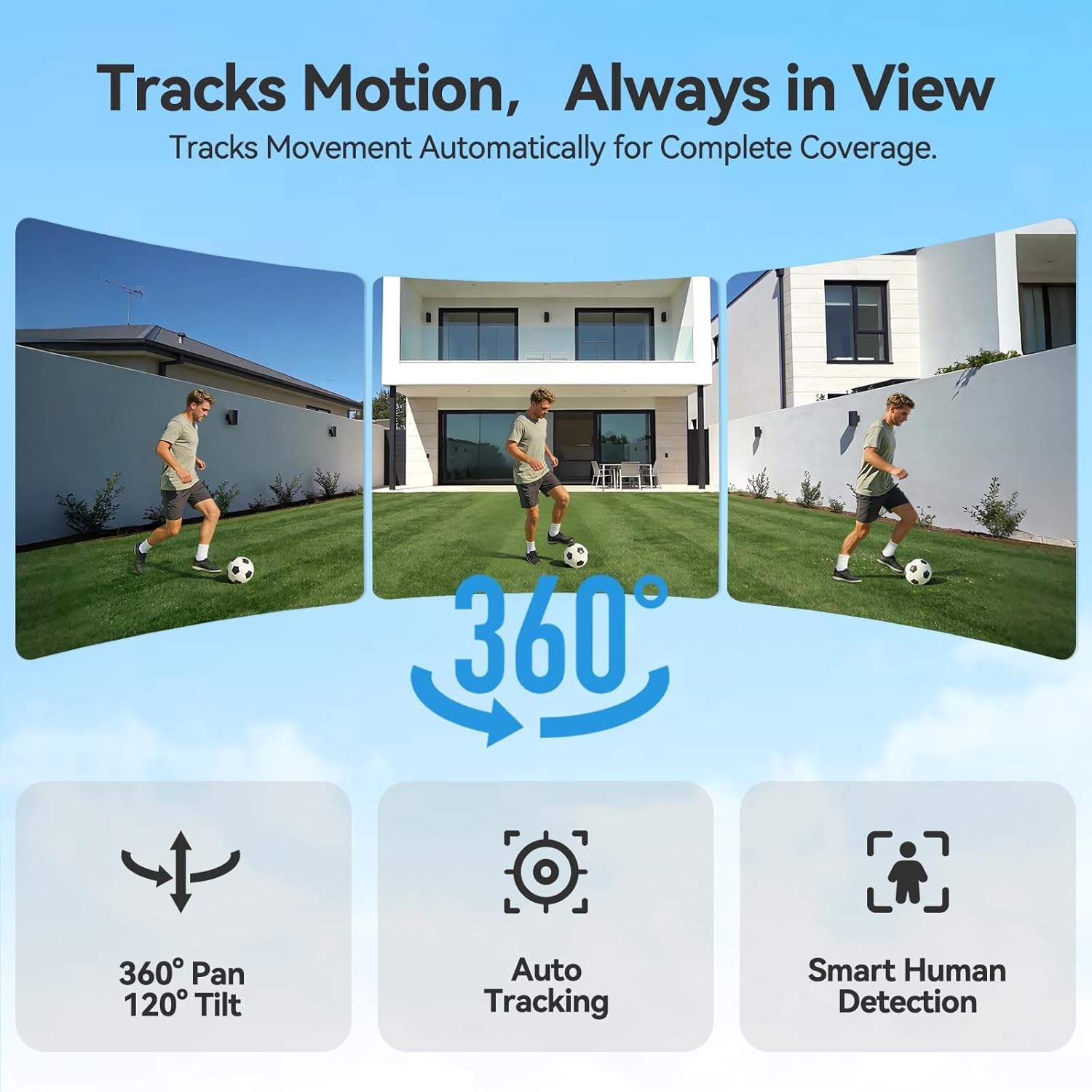 MUBVIEW 24/7 Continuous Recording Wireless Outdoor Security Camera, 2.4G WiFi, 2K Solar Powered, 360° PTZ, Auto Tracking, SD Included, Optional Cloud Storage, AI Detection, Night Vision, IP 65(1 Pack)