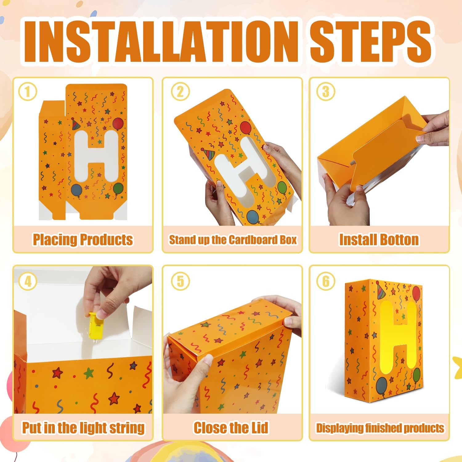 Birthday Decorations,15 PCS Happy Birthday Light-Up Paper Boxes - Reusable Cardboard Party Decor for Kids & Adults, Perfect for Birthday Parties, ndoor & Outdoor Celebrations - Image 7