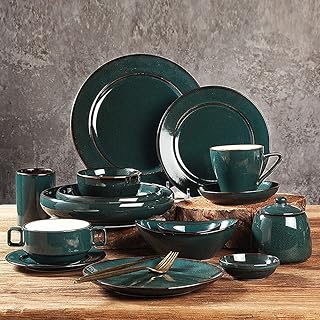 48 szt. Zestawy naczyń ceramicznych, zestaw naczyń porcelanowych, pełny zestaw talerzy obiadowych, kompletny serwis stołowy, kompatybilny z kuchenką mikrofalową i zmywarką, serwis dla 4 YANSJD