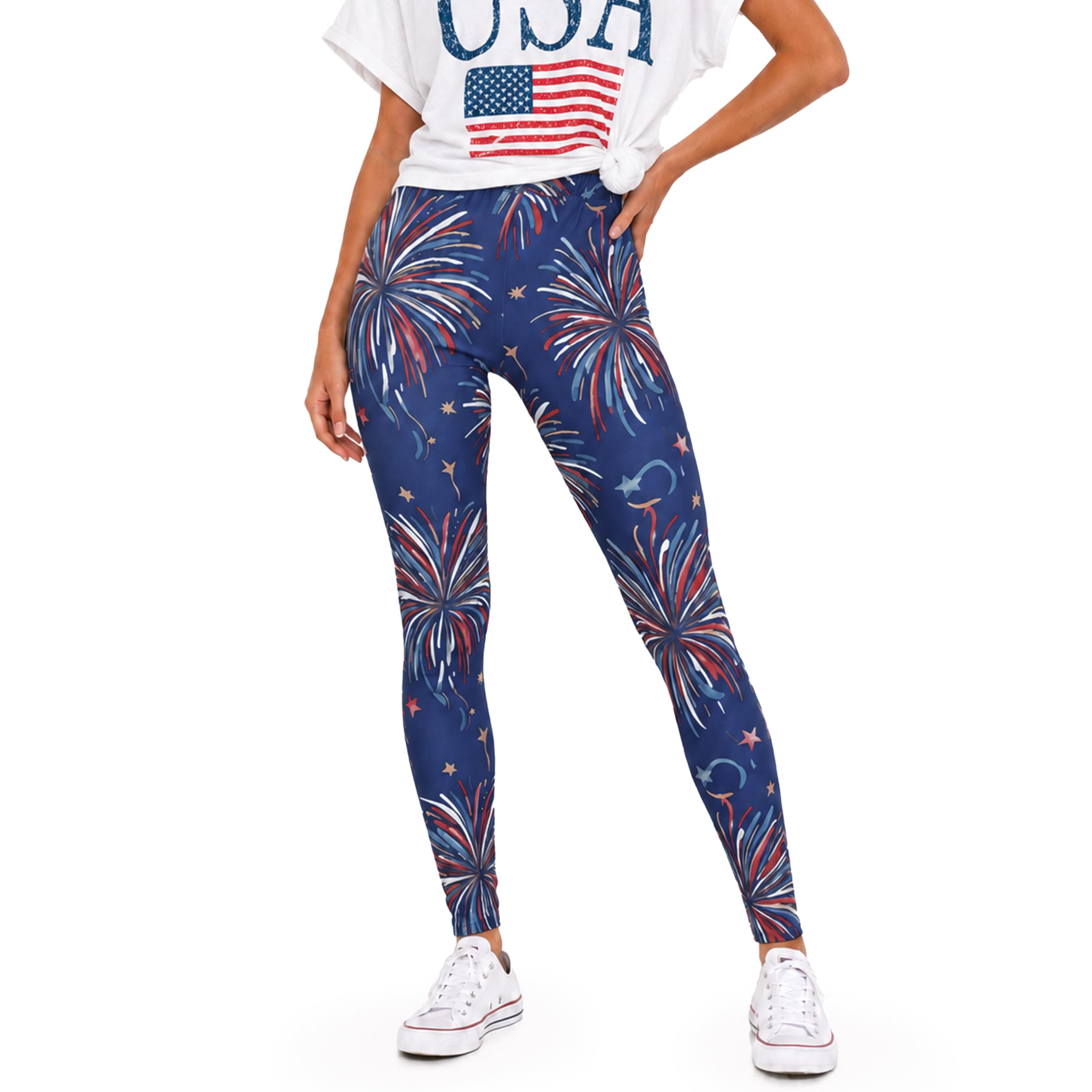 sissycos Women's 80s Leggings Neon Artistic Splash Printed Pants