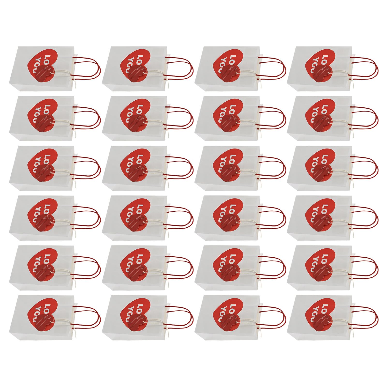 Jazuaiao 24PCS Valentines ' Day Gift Bags Krafts Paper with Hearts and Handle Gift Wrapping Bags Suitable for Various Occasion Krafts