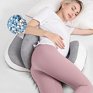 Chilling Home Portable Pregnancy Pillow Memory Foam–Maternity Body Pillow for Sleeping- Multifunctional Pregnancy Wedge Pillow for Back, Belly, Ideal for Pregnant Women,with Grey Removable Cover