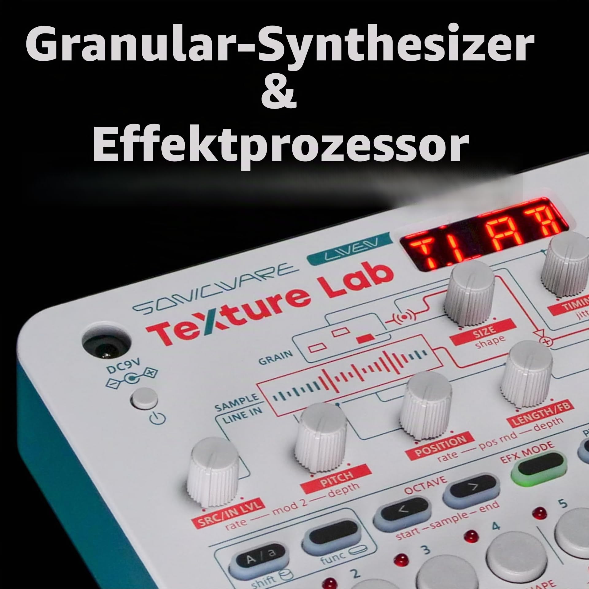 Sonicware LIVEN Texture Lab [Granular Sampler + Effektprozessor] Flexible Granular-Synthese, Sampling-Funktion, 128-Step-Sequencer, 6 HQ Shimmer-Reverbs