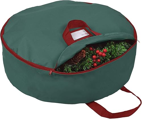 Primode - Bolsa de almacenamiento de corona de Navidad de 30 pulgadas con asas, bolsa para coronas de guirnaldas, fabricada con poliéster Oxford