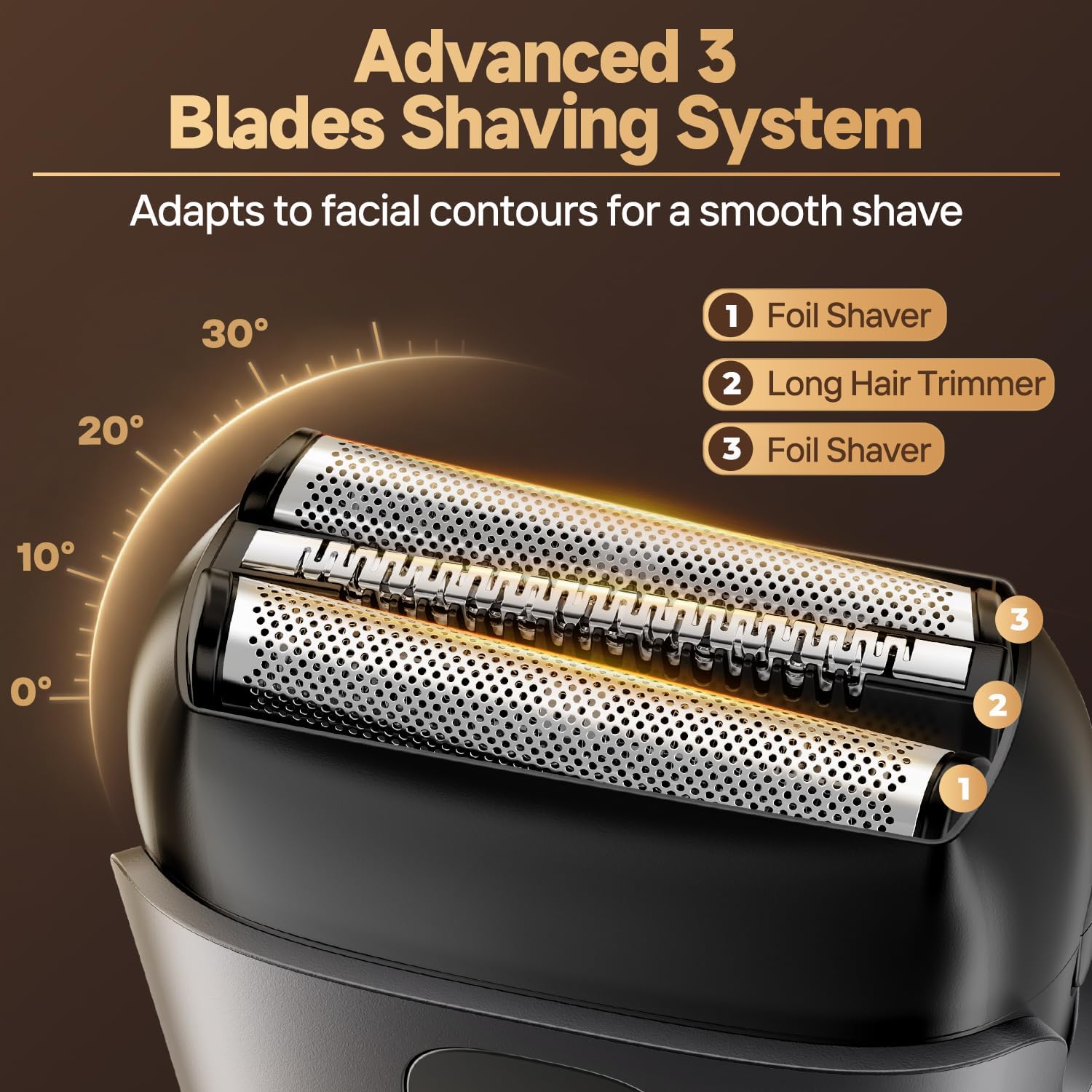 Electric Foil Shavers for Men, Mini Electric Razor with 3 Floating Blades, IPX7 Waterproof Cordless Shaver, LED Battery Display, USB-C Fast Charging & Travel Lock, Matte Grey thumbnail
