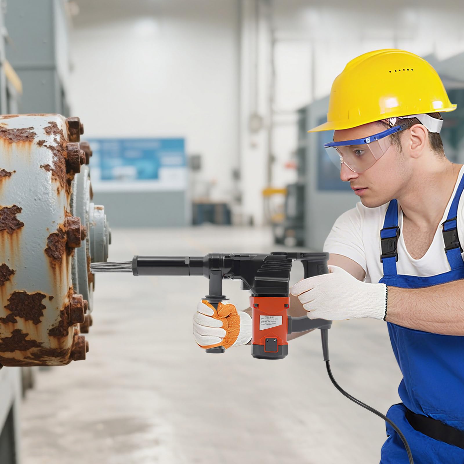 Nadelentroster Elektrisch Rost Entfernung Werkzeug, 1100W Handgerät Entrostierpistole Pistolengriff Nadel Scaler 360° drehbaren Hilfsgriff, Max Dauer 30 Min