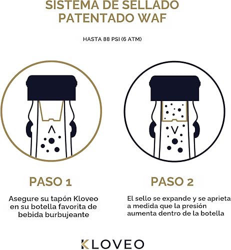 Miniatura 2 de KLOVEO - Tapones de champán, sello patentado, fabricado en Italia, tapón de botella de champán WAF de calidad profesional, tapón para prosecco, cava
