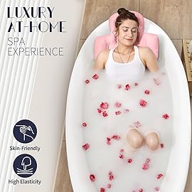 Full Body Bath Pillow for Bathtub, Thick Bathtub Cushion with Laundry Bag, Luxury Tub Pillow for Bath for Headrest Neck and Back Support Pink 60 x 16