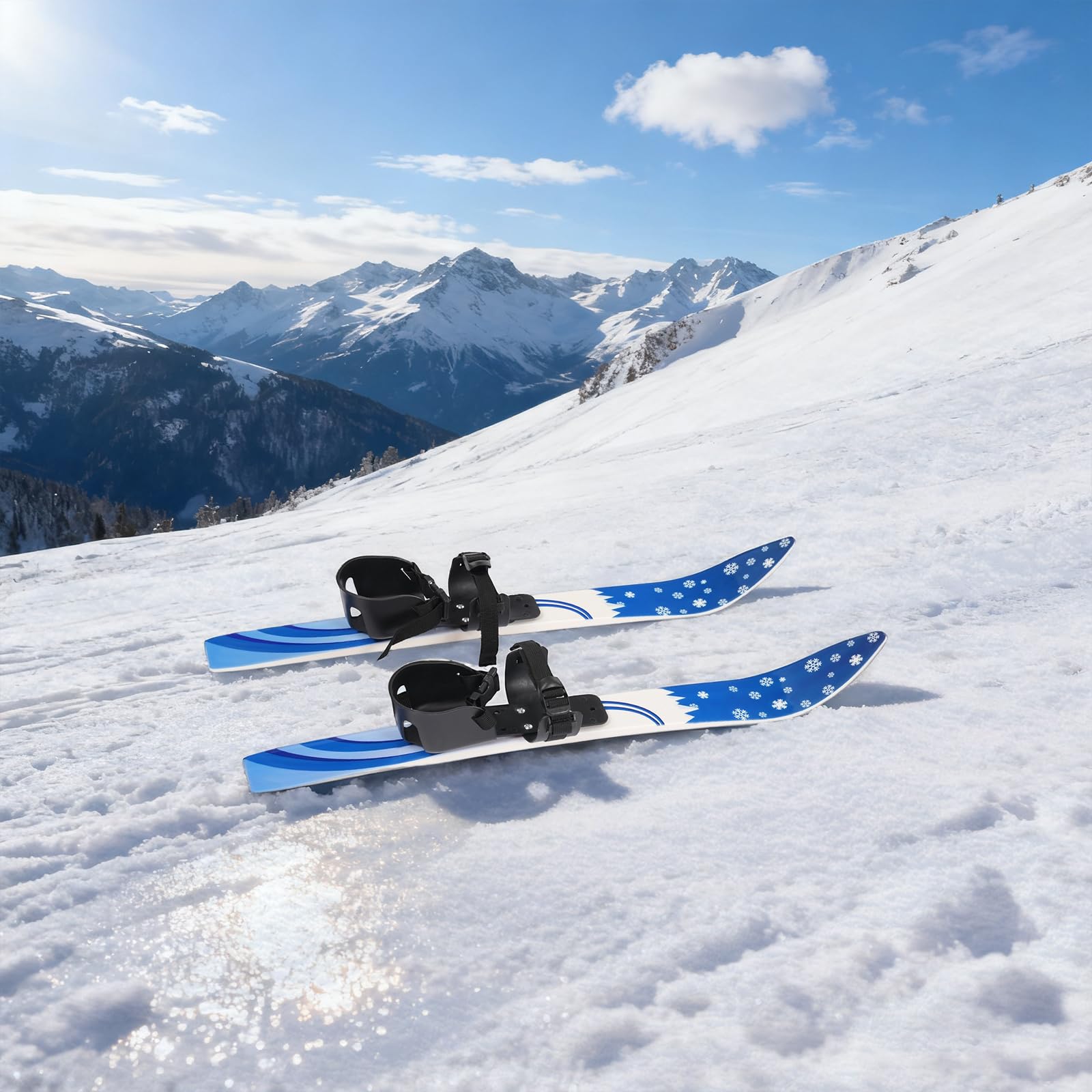 SKI Skier Kinder BINDUNG mit 2 Skistöcke, Skibrett 68cm, Tragfähigkeit 50kg, Babyski Ski Lernski Kinderski für 2-8 Jahre alt