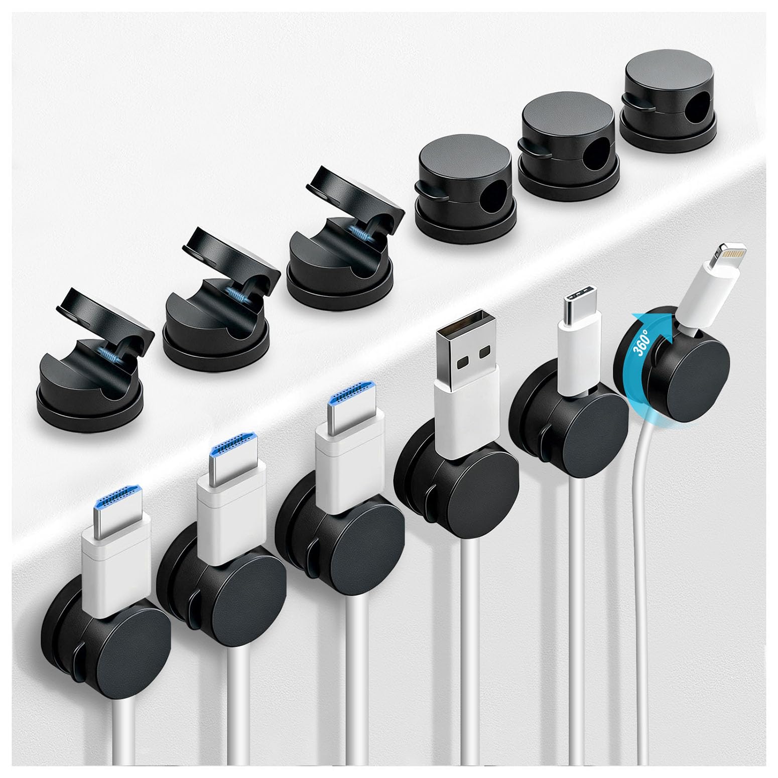 Photo 1 of *********SIMILAR****** OneLeaf 12 Pack 360° Rotatable Spring Cable Clips[1s Lock], Adhesive Cord Holder for Nightstand, Phone Charger Cord Holder for Desk Home Office Car Game Station