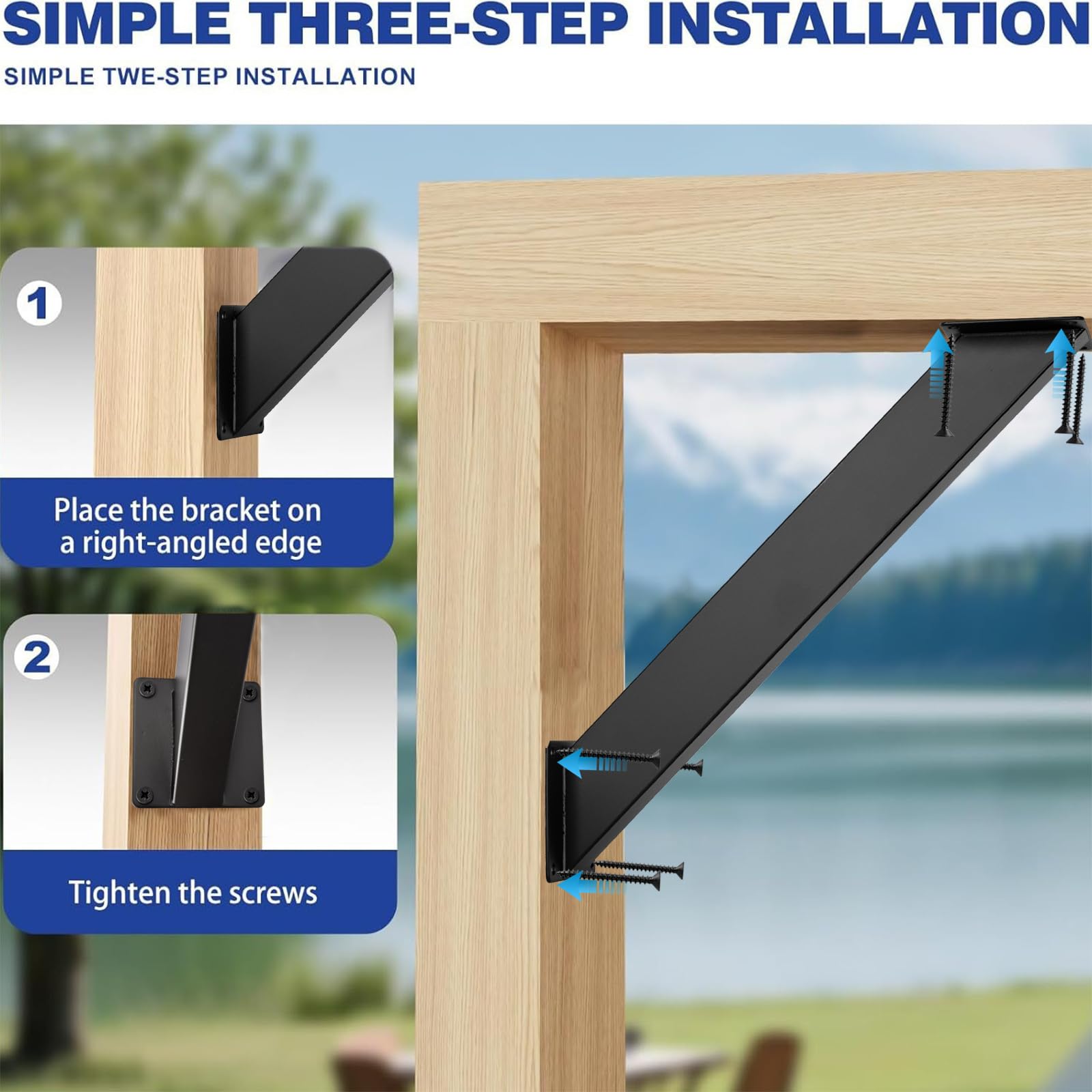 8 Stück 45-Grad-Winkelhalterung, Balkenverbinder/Pfostenverbinder | Eckverbinder Holzverbinder, Eckhalterung Holzbalken Pavillon Halterungs Set, Pergola Verbinder/Pergola Brackets