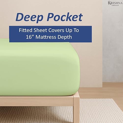 Miniatura 4 de KRISHNA Juego de sábanas prémium de 4 piezas tamaño King de 76 x 80 pulgadas, sábanas de microfibra ultra suaves, resistentes a las arrugas, se