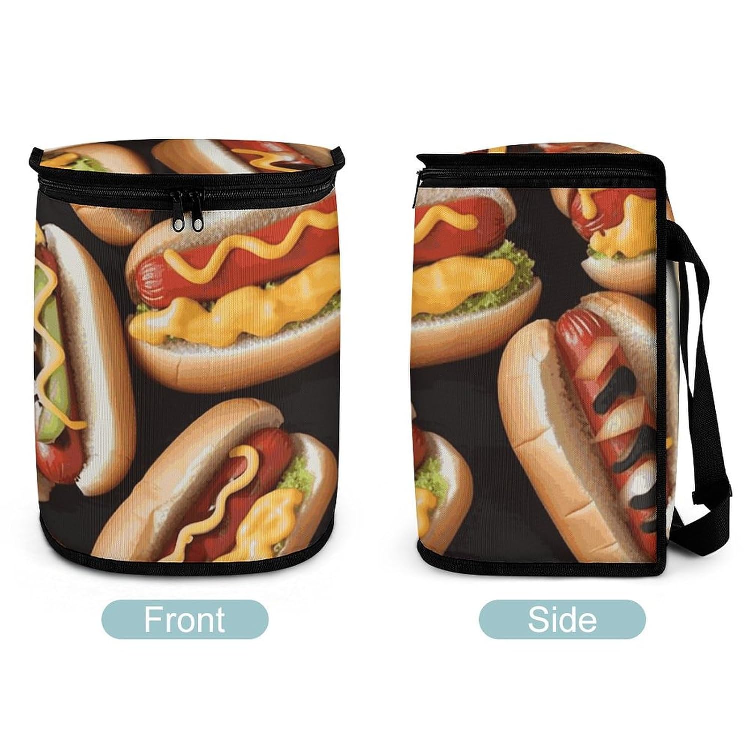 Hanging Car Trash Bag Fun Food Hot Dogs Printed Car Garbage Storage Bag Leakproof Car Trash Can Portable Garbage Storage Bags