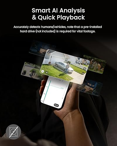 Miniatura 7 de ZOSI Sistema de cámara de seguridad de vigilancia de 8 canales, H.265+ DVR con detección de vehículos humanos AI y 4 cámaras domo CCTV de 2MP