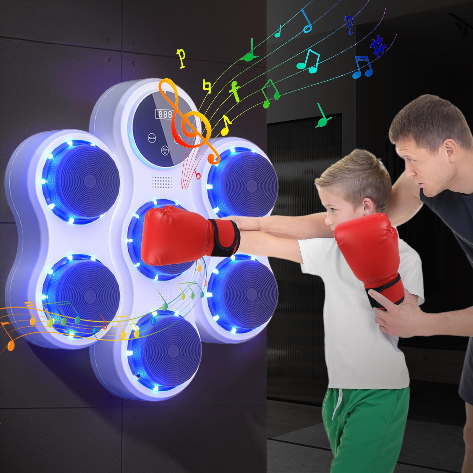 Macchina da boxe musicale, macchina da boxe intelligente, da parete, attrezzatura per allenamento di boxe Bluetooth, velocità a 9 livelli e modalità 5 volume, per esercizi a casa, adulti e bambini