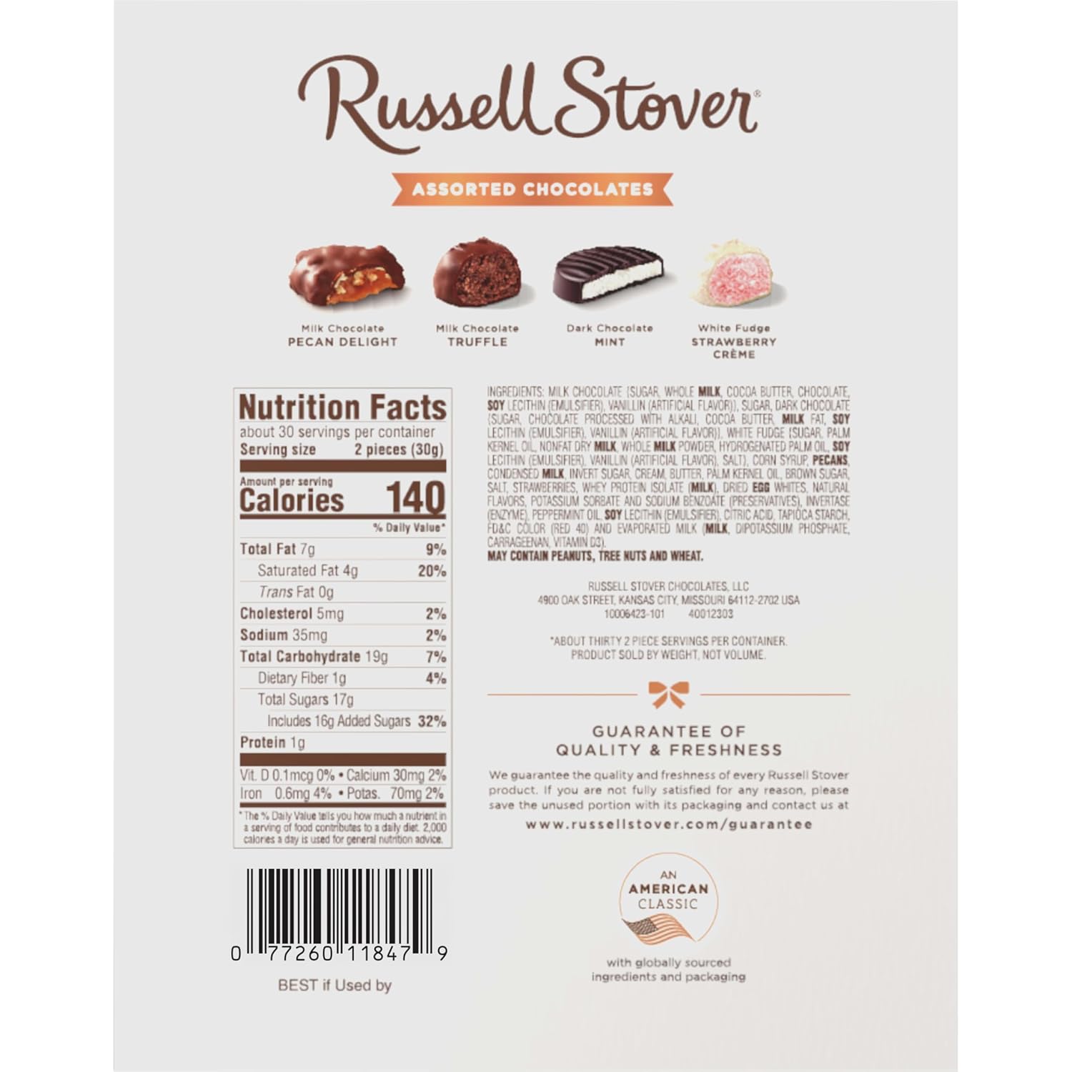 RUSSELL STOVER Assorted Milk & Dark Chocolate Candy Gift Box, 32.1 oz.