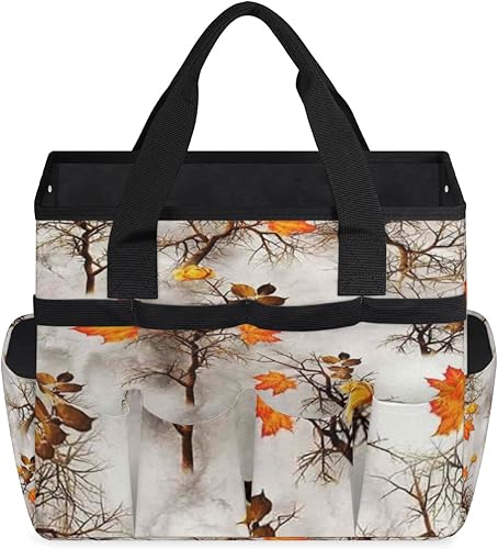 Miniatura 2 de Fall Maple Leaves Trees Garden Tool Tote Bag for Women Men Gardening Tool Storage Bags with 10 Pockets Standable Garden Home Tool Kits Organizer for